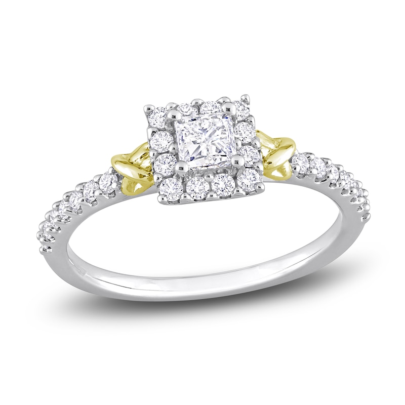 Y-Knot Diamond Ring 3/4 ct tw Princess/Round 14K Two-Tone Gold