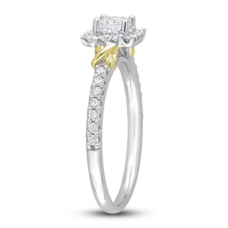 Y-Knot Diamond Ring 3/4 ct tw Princess/Round 14K Two-Tone Gold