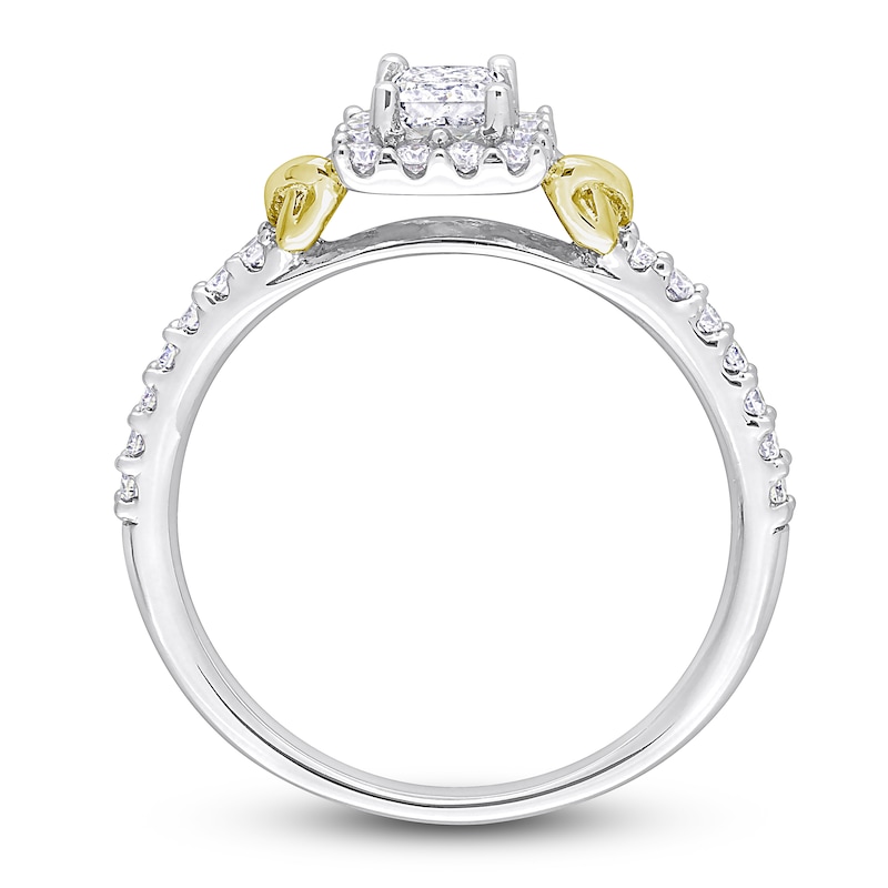 Y-Knot Diamond Ring 3/4 ct tw Princess/Round 14K Two-Tone Gold