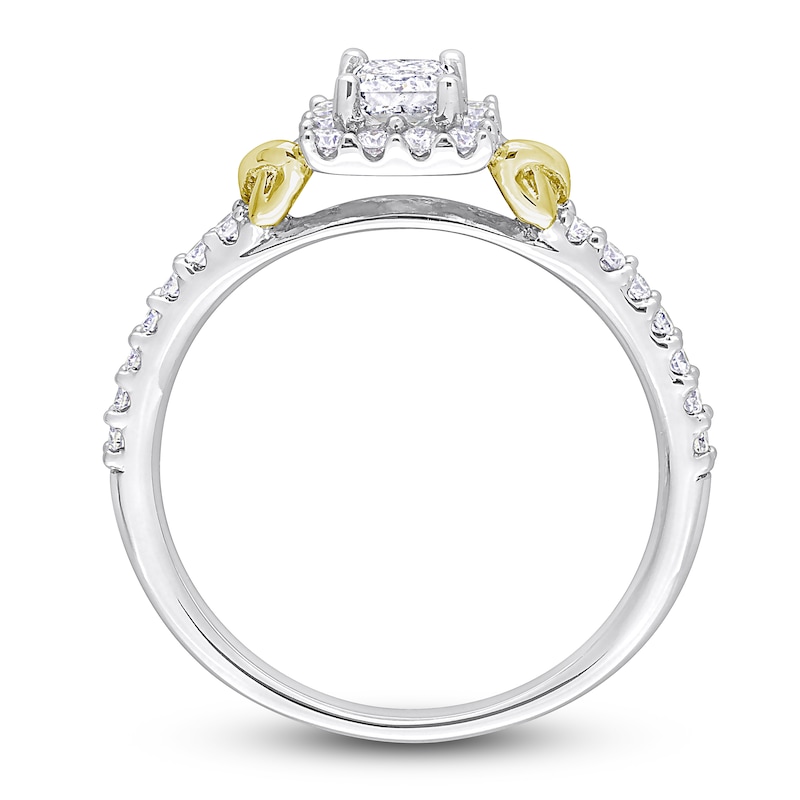 Main Image 3 of Y-Knot Diamond Ring 3/4 ct tw Princess/Round 14K Two-Tone Gold