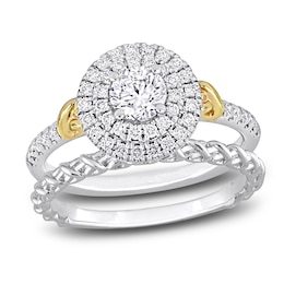 Y-Knot Diamond Bridal Set 7/8 ct tw Round 14K Two-Tone Gold