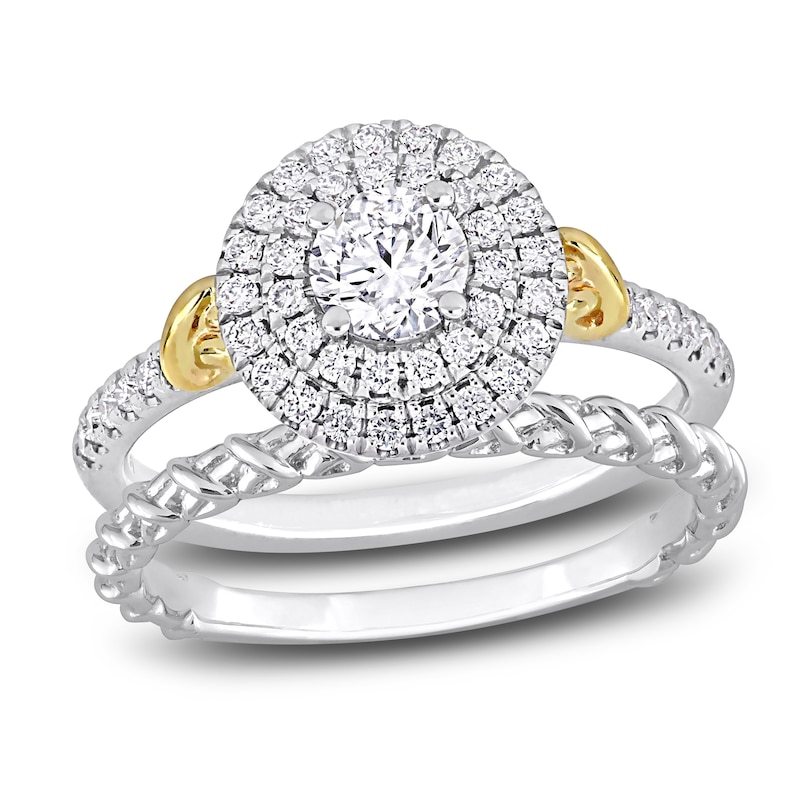 Main Image 1 of Y-Knot Diamond Bridal Set 7/8 ct tw Round 14K Two-Tone Gold