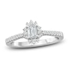 Thumbnail Image 0 of Diamond Halo Engagement Ring 1 ct tw Emerald/Round 14K White Gold