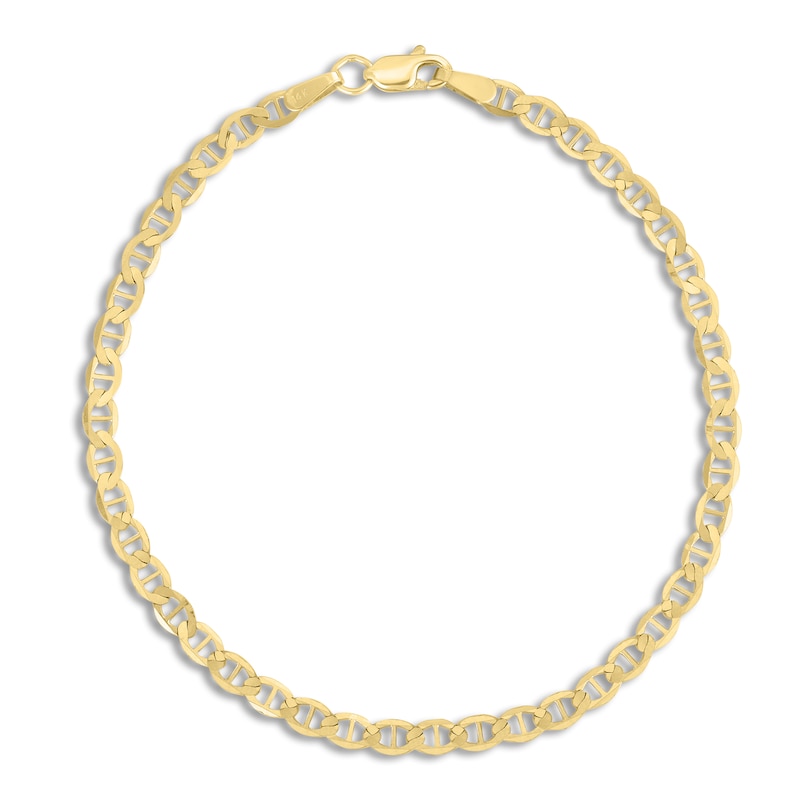 Main Image 1 of Mariner Link Chain Anklet 14K Yellow Gold 10"