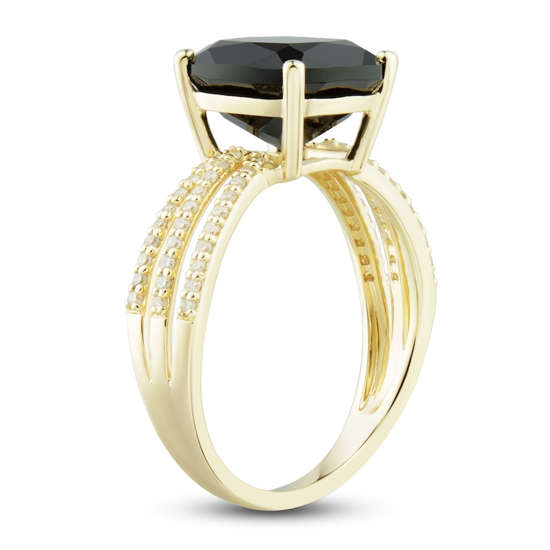 Main Image 2 of Natural Onyx Ring 1/5 ct tw Diamonds 10K Yellow Gold