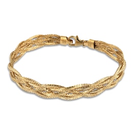 Italia D'Oro Solid Diamond-Cut Omega Chain Bracelet 14K Yellow Gold 7.5" 10.0mm