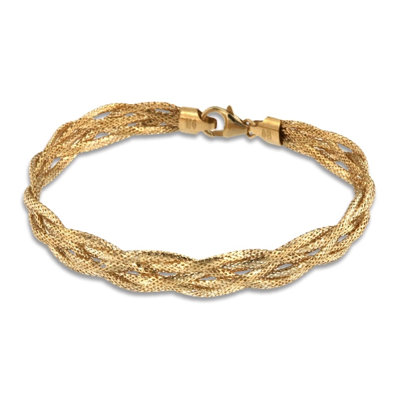 Main Image 1 of Italia D'Oro Solid Diamond-Cut Omega Chain Bracelet 14K Yellow Gold 7.5" 10.0mm