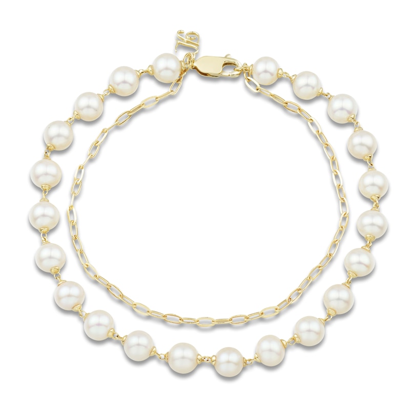 Main Image 1 of Freshwater Cultured Pearl Bracelet 14K Yellow Gold 7" 5.5mm