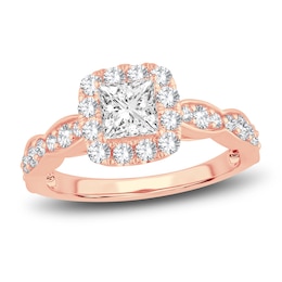Diamond Engagement Ring 1-1/3 ct tw Princess/Round 14K Rose Gold