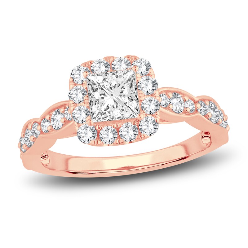 Main Image 1 of Diamond Engagement Ring 1-1/3 ct tw Princess/Round 14K Rose Gold