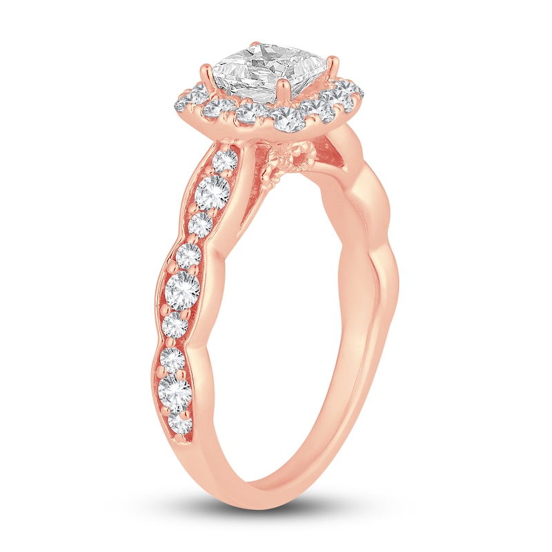 Main Image 2 of Diamond Engagement Ring 1-1/3 ct tw Princess/Round 14K Rose Gold
