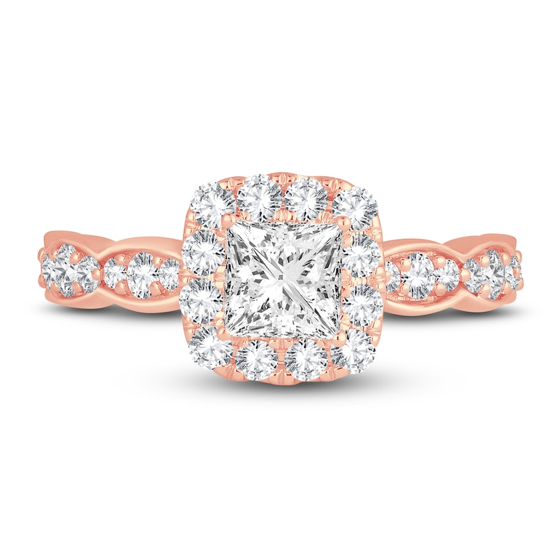 Main Image 3 of Diamond Engagement Ring 1-1/3 ct tw Princess/Round 14K Rose Gold