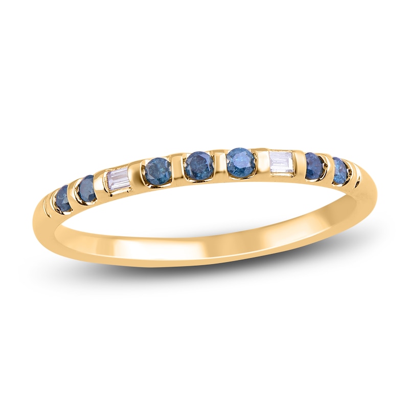 Blue & White Diamond Stackable Anniversary Band 1/6 ct tw Round ...