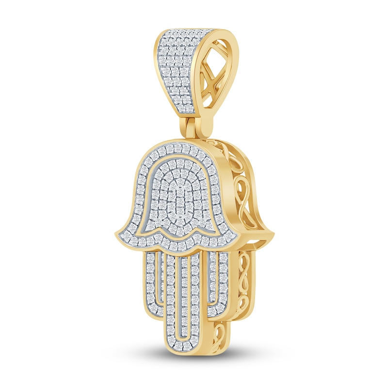 Main Image 2 of Diamond Hamsa Charm 1/4 ct tw Round 14K Yellow Gold