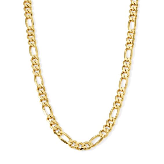 Solid Figaro Chain Necklace 14K Yellow Gold 22" 5.3mm