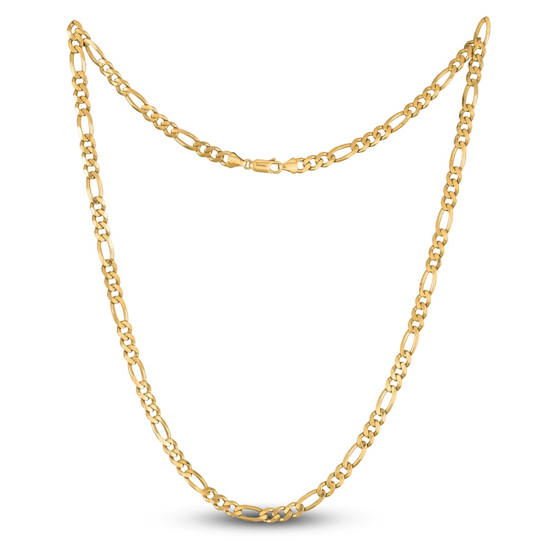 Solid Figaro Chain Necklace 14K Yellow Gold 22" 5.3mm