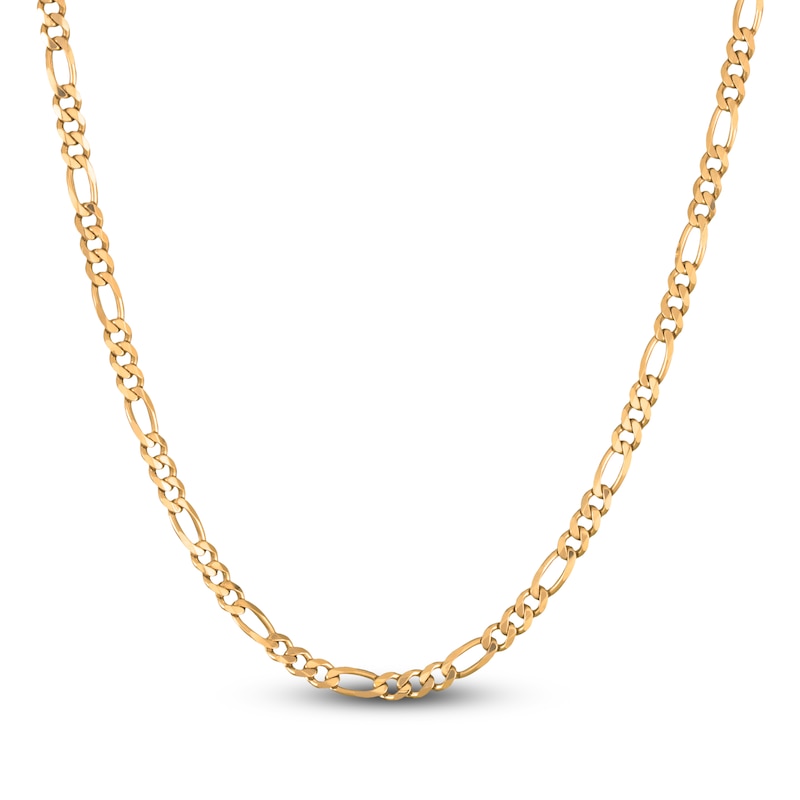 Solid Figaro Chain Necklace 14K Yellow Gold 22" 5.3mm