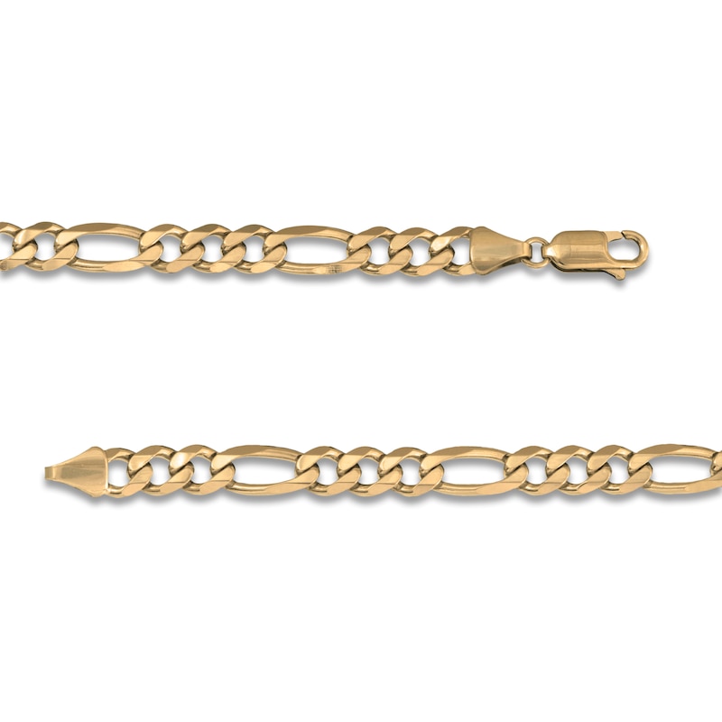 Solid Figaro Chain Necklace 14K Yellow Gold 22" 5.3mm