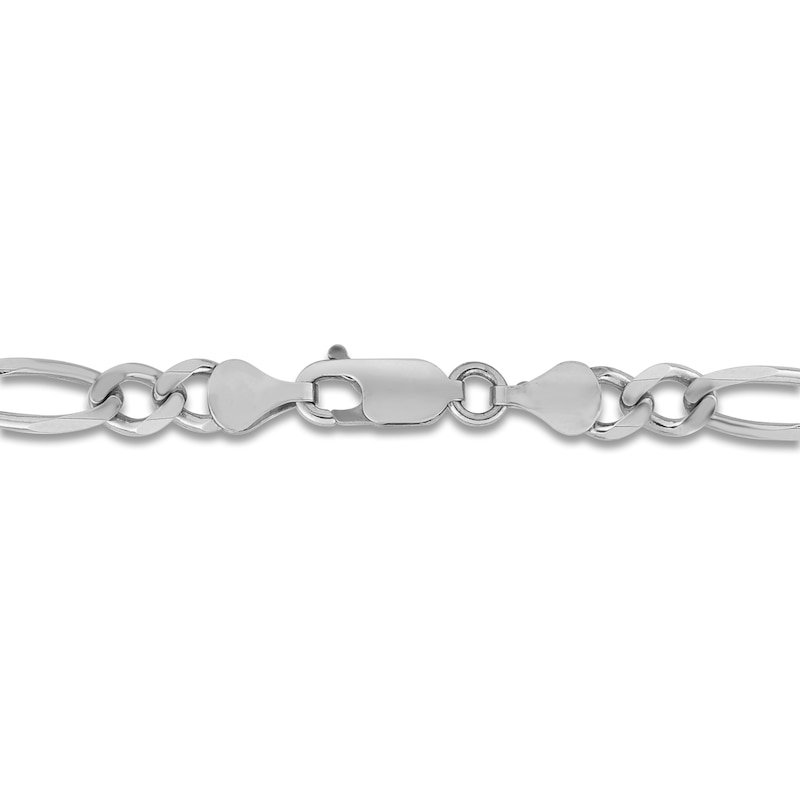 Men's Solid Figaro Chain Necklace 14K White Gold 24" 4.6mm