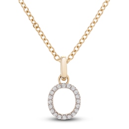 Diamond Letter O Necklace 1/10 ct tw Round 14K Yellow Gold 18"
