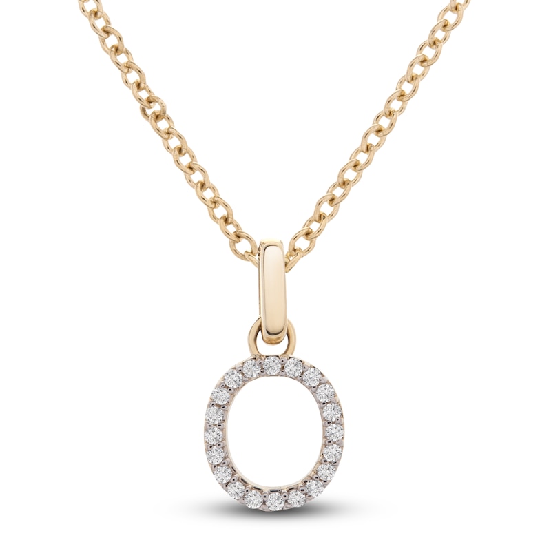 Main Image 1 of Diamond Letter O Necklace 1/10 ct tw Round 14K Yellow Gold 18"