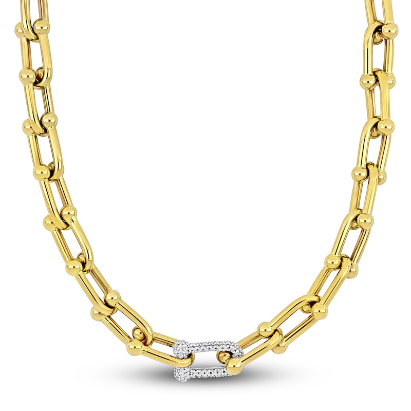 Main Image 1 of Diamond Link Necklace 1/2 ct tw Round 14K Yellow Gold 16"