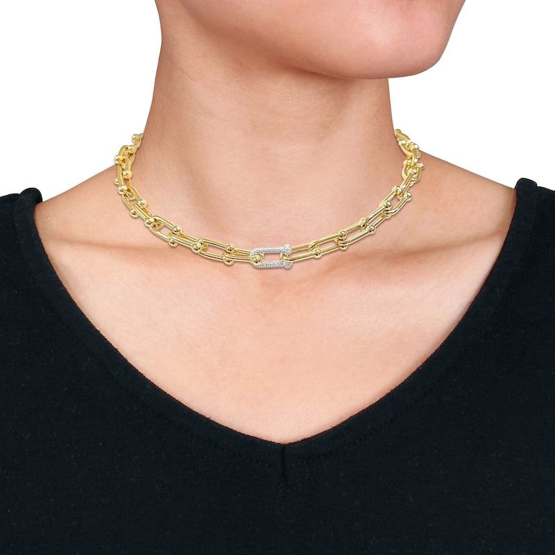 Main Image 4 of Diamond Link Necklace 1/2 ct tw Round 14K Yellow Gold 16"