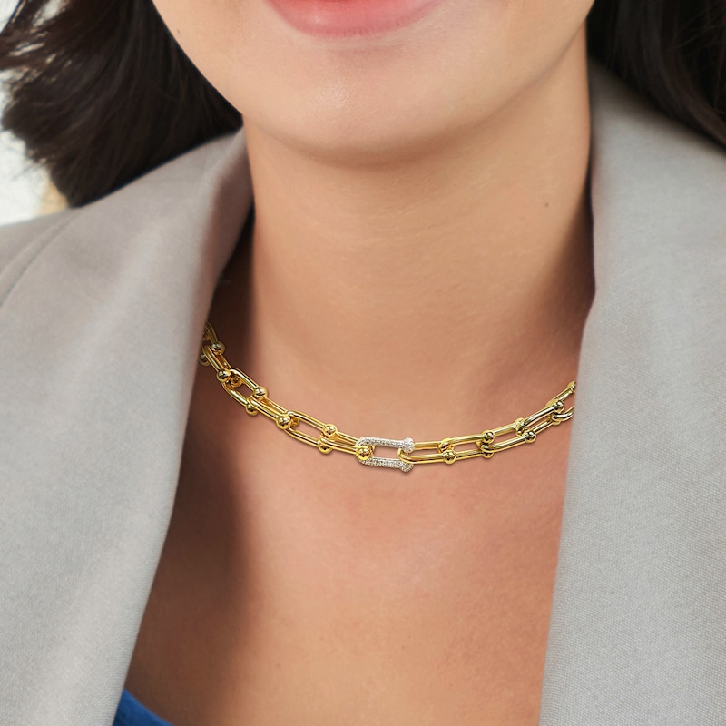 Main Image 5 of Diamond Link Necklace 1/2 ct tw Round 14K Yellow Gold 16"