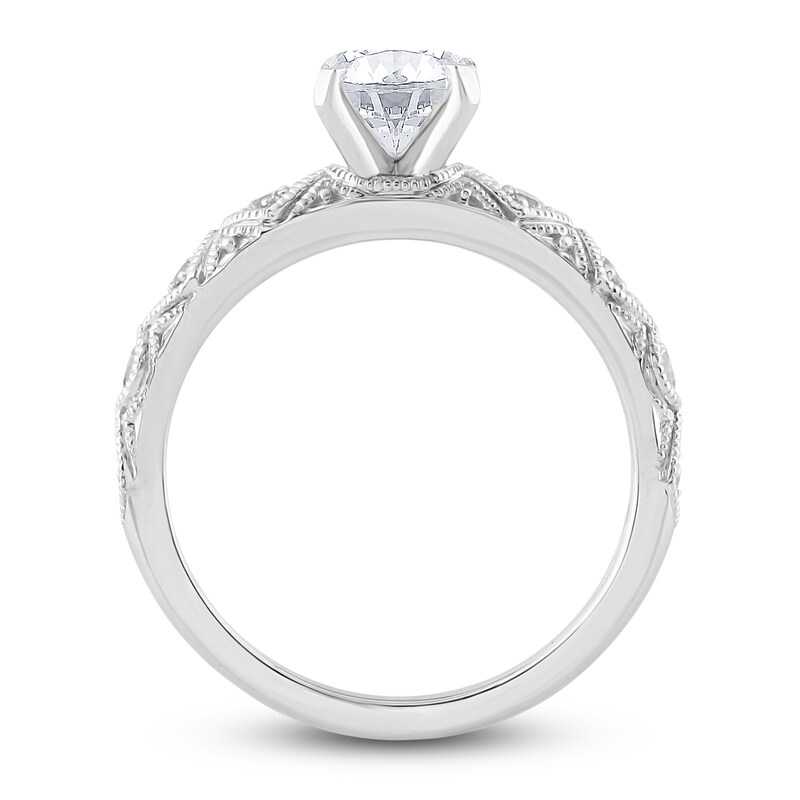 Main Image 3 of Diamond Milgrain Engagement Ring 1-1/5 ct tw Round 14K White Gold