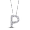 Thumbnail Image 1 of Diamond Letter P Necklace 1/20 ct tw Round 14K White Gold 18"