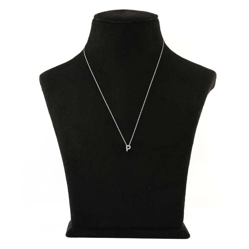 Main Image 3 of Diamond Letter P Necklace 1/20 ct tw Round 14K White Gold 18"