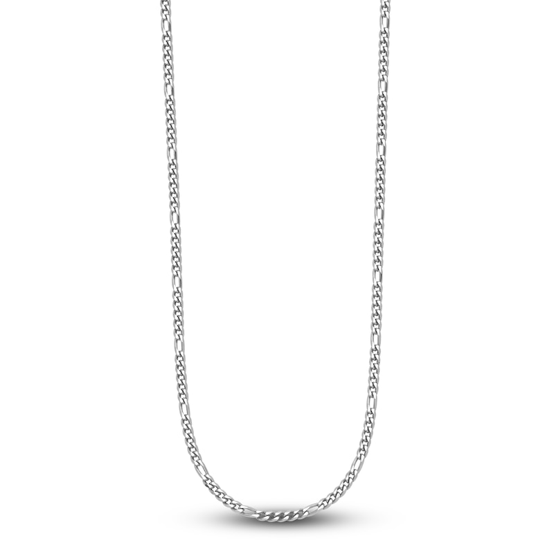 Solid Figaro Chain Necklace Platinum 30" 2.5mm