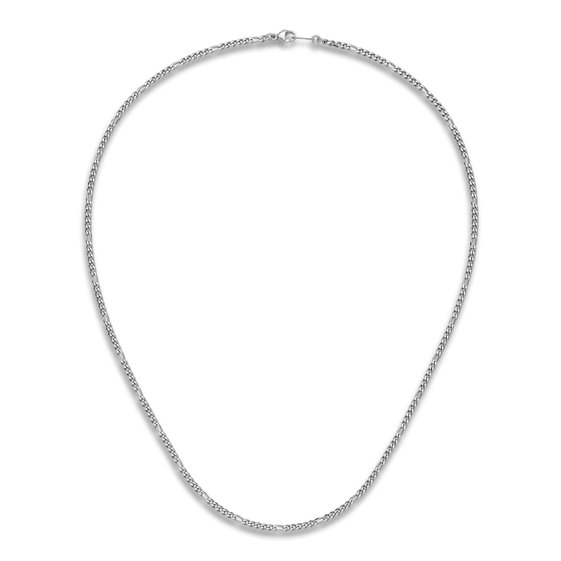 Solid Figaro Chain Necklace Platinum 30" 2.5mm