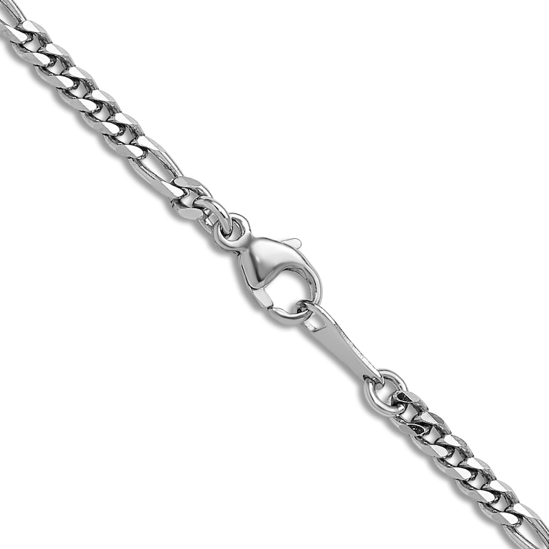 Solid Figaro Chain Necklace Platinum 30" 2.5mm