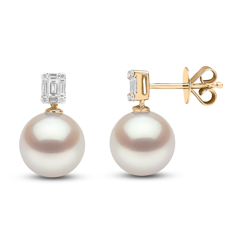 Yoko London South Sea Cultured Pearl Earrings 1/4 ct tw Diamonds 18K Yellow Gold