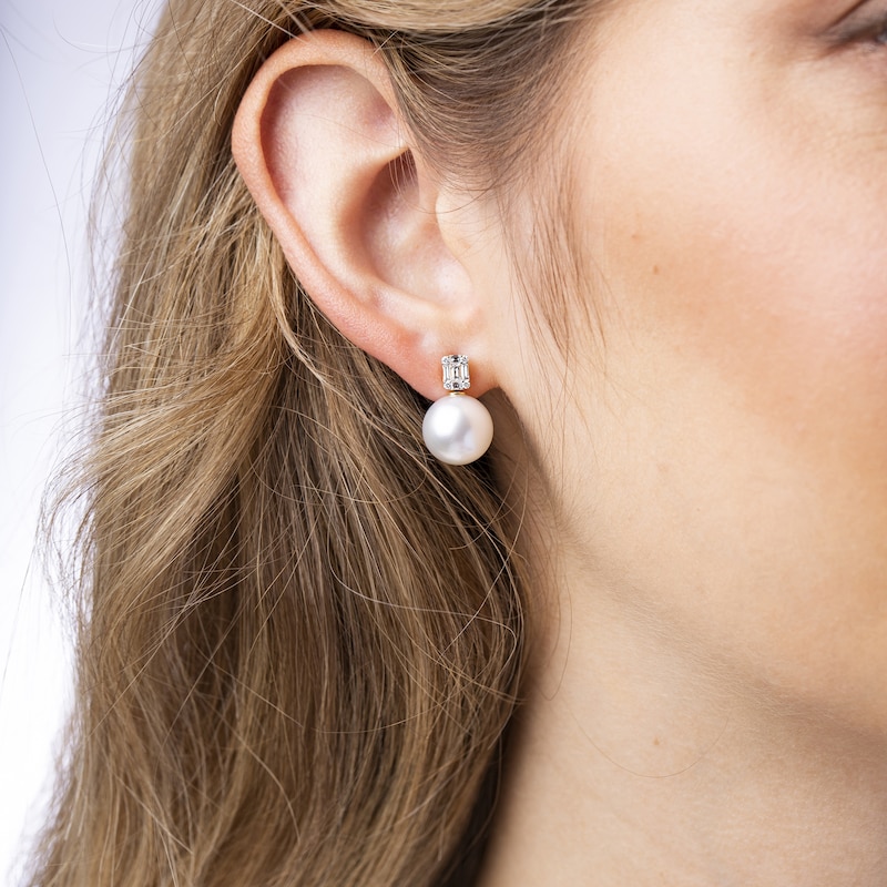 Main Image 3 of Yoko London South Sea Cultured Pearl Earrings 1/4 ct tw Diamonds 18K Yellow Gold