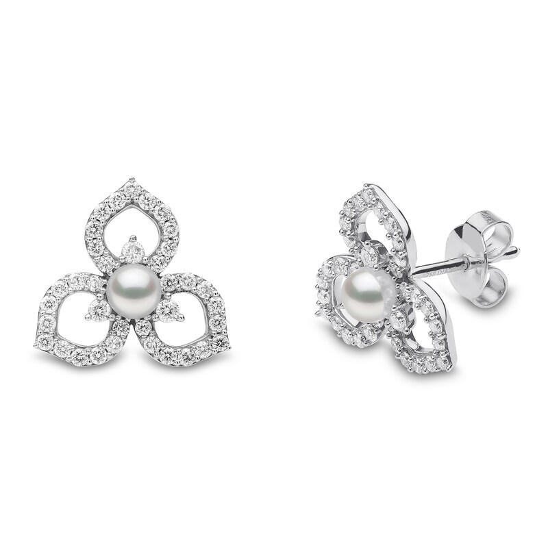 Main Image 3 of Yoko London Akoya Cultured Pearl Earrings 1/2 ct tw Diamonds 18K White Gold