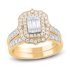 Thumbnail Image 1 of Round & Baguette-Cut Diamond Bridal Set 1 ct tw 14K Yellow Gold