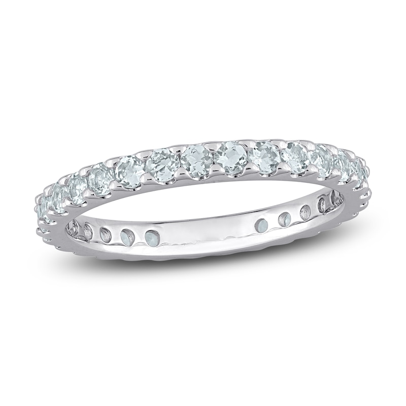 Natural Aquamarine Eternity Band 14K White Gold