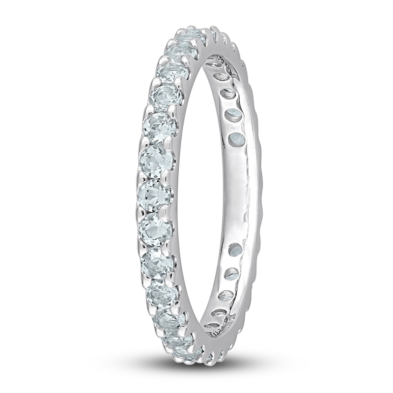 Natural Aquamarine Eternity Band 14K White Gold