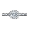 Thumbnail Image 3 of Oval & Round Diamond Halo Ring 1/2 ct tw 10K White Gold