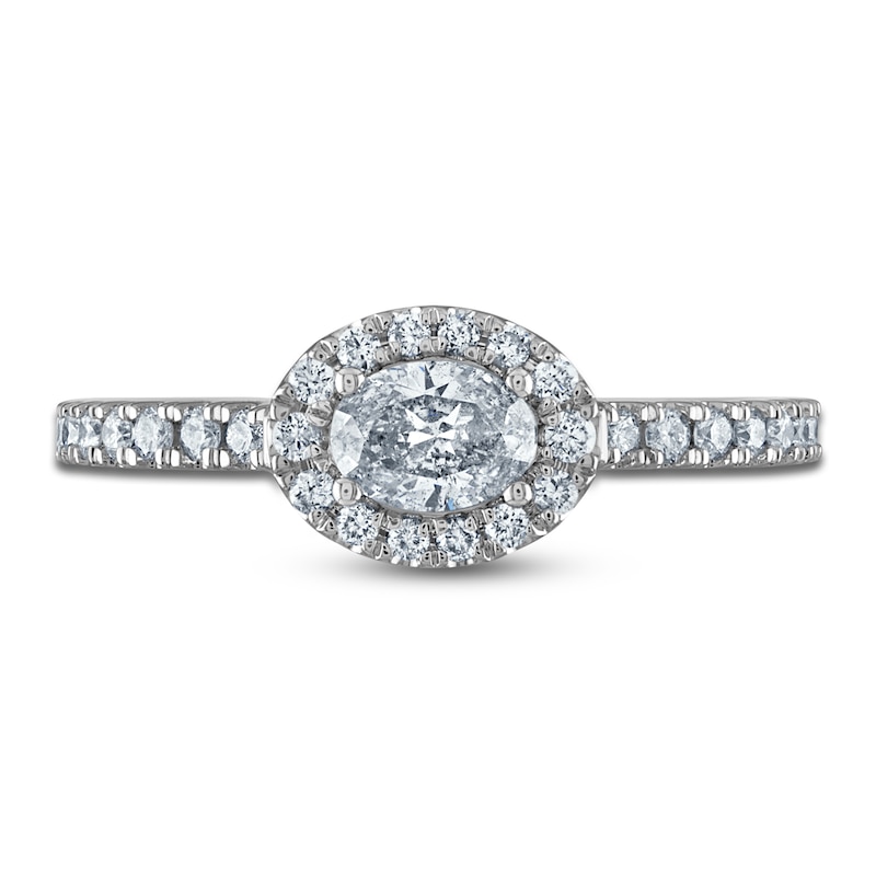 Main Image 3 of Oval & Round Diamond Halo Ring 1/2 ct tw 10K White Gold