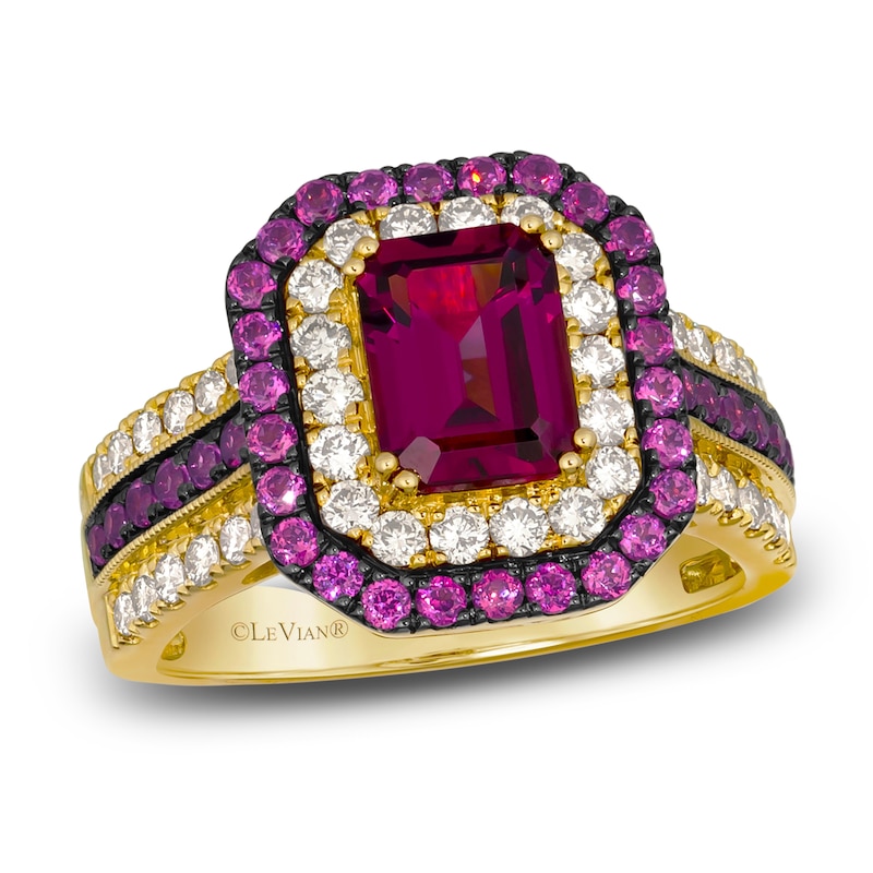 Le Vian Natural Garnet & Diamond Ring 3/4 ct tw 14K Honey Gold