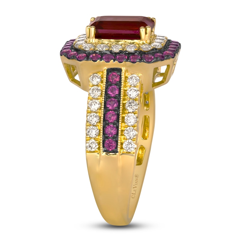 Main Image 3 of Le Vian Natural Garnet & Diamond Ring 3/4 ct tw 14K Honey Gold