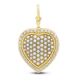 Charm'd by Lulu Frost Puffy Pave Diamond and Cultured Pearl Locket Charm 1 ct tw Diamonds 10K Yellow Gold