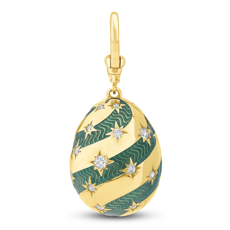 Main Image 1 of Charm'd by Lulu Frost Diamond Cloisonné Egg Locket Charm 5/8 ct tw Diamonds 10K Yellow Gold