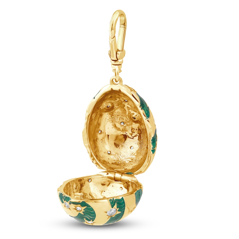 Main Image 2 of Charm'd by Lulu Frost Diamond Cloisonné Egg Locket Charm 5/8 ct tw Diamonds 10K Yellow Gold