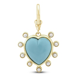 Charm'd by Lulu Frost Natural Turquoise and Freshwater Cultured Pearl Lotta Love Charm 10K Yellow Gold