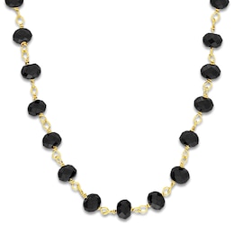 Charm'd by Lulu Frost Natural Black Spinel Bead Necklace 10K Yellow Gold 18"