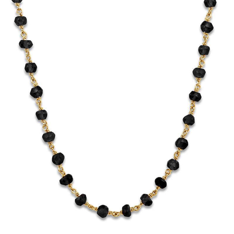 Main Image 1 of Charm'd by Lulu Frost Natural Black Spinel Bead Necklace 10K Yellow Gold 18"